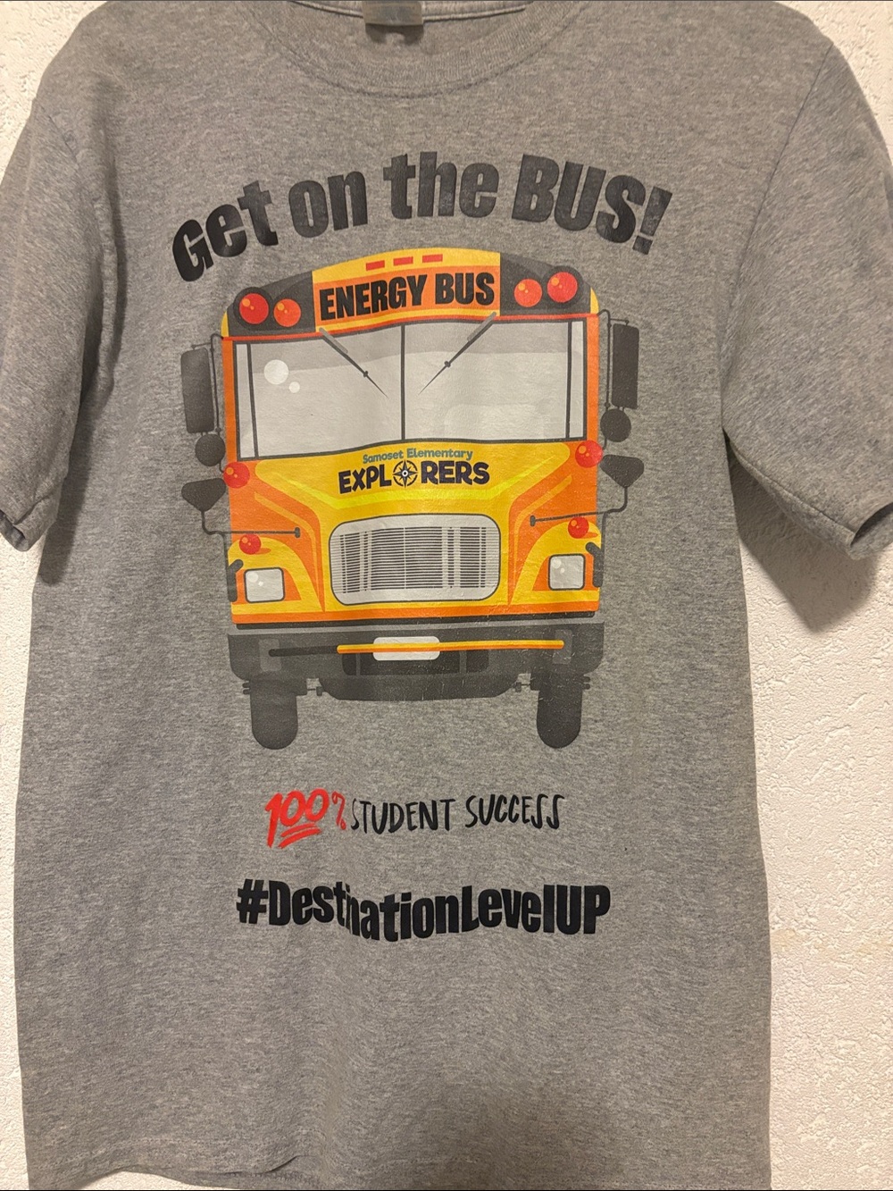 Port and Company Gray Tee with Yellow School Bus Graphic